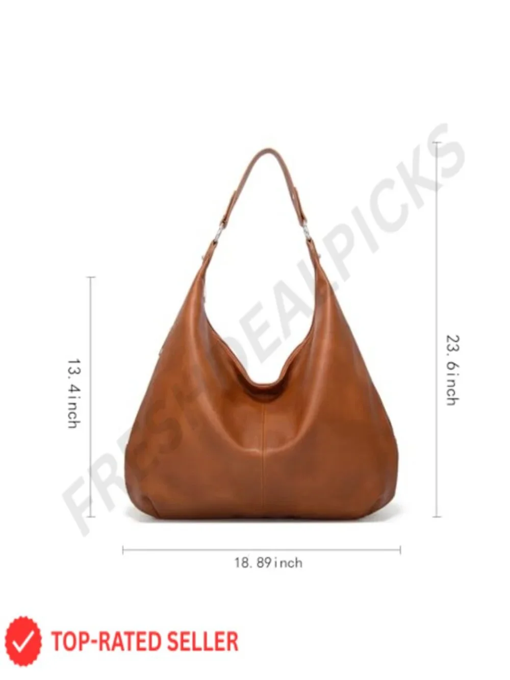 Large Slouchy Hobo Bag PU Leather Shoulder Purse with Pockets